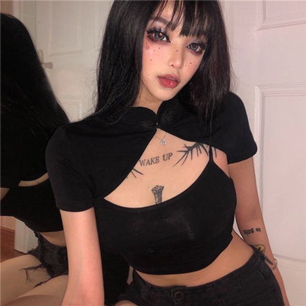 new harajuku stand neck short sleeve hollow out t-shirts women gothic punk black chic streetwear summer female, White
new harajuku stand neck short sleeve hollow out t-shirts women gothic punk black chic streetwear summer female, White