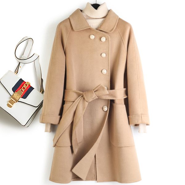 women's wool & blends han edition of 2021 autumn winters black doll led single pearl clasp little double-sided coat female belt
women's wool & blends han edition of 2021 autumn winters black doll led single pearl clasp little double-sided coat female belt