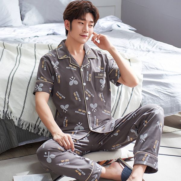 men pajamas summer korean-style casual fold-down collar cardigan short sleeve trousers sleepwear spring and autumn homewear, Black;brown
men pajamas summer korean-style casual fold-down collar cardigan short sleeve trousers sleepwear spring and autumn homewear, Black;brown