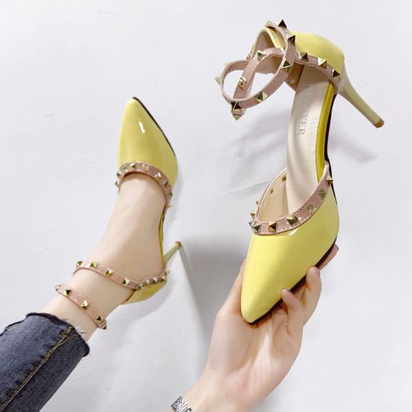 sandals women's high heel sandals 2020 spring and summer new baotou stiletto rivet pointed toe all-match single shoes women, Black
sandals women's high heel sandals 2020 spring and summer new baotou stiletto rivet pointed toe all-match single shoes women, Black
