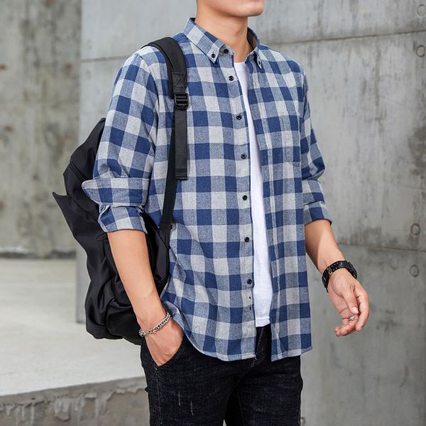 men's spring autumn new fashion brushed korean loose retro plaid long-sleeve shirts male japan business casual vintage lapel top, White;black
men's spring autumn new fashion brushed korean loose retro plaid long-sleeve shirts male japan business casual vintage lapel top, White;black