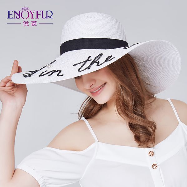 enjoyfur fashion letter pearl sun hat wide brim summer beach hat 2018 new arrival good quality straw cap y200619, Blue;gray
enjoyfur fashion letter pearl sun hat wide brim summer beach hat 2018 new arrival good quality straw cap y200619, Blue;gray
