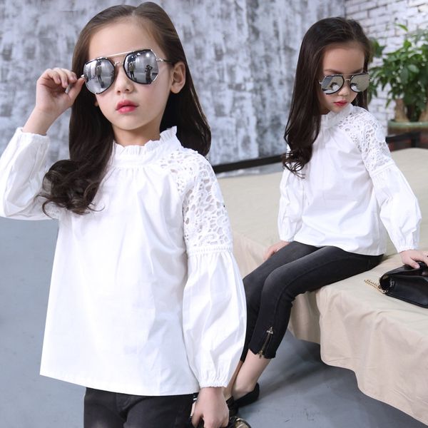 classic fashion korean style lace wear shirt girls' autumn mid-sized children's lace stitching shirt children's clothing, White;black
classic fashion korean style lace wear shirt girls' autumn mid-sized children's lace stitching shirt children's clothing, White;black