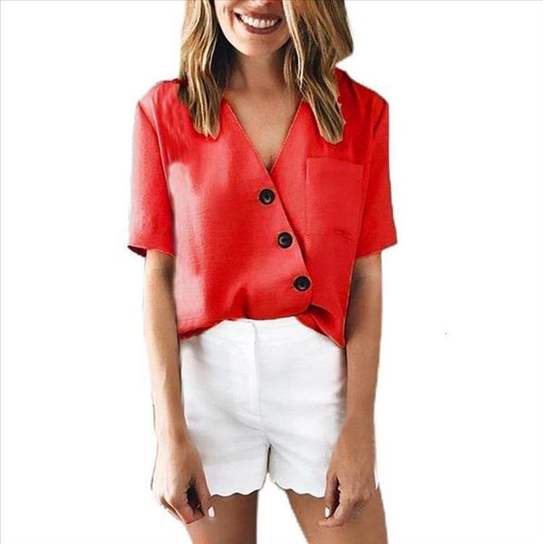 2020 new fashion womens button v neck short sleeve blouse causal shirt blouse wholesale t3, White
2020 new fashion womens button v neck short sleeve blouse causal shirt blouse wholesale t3, White