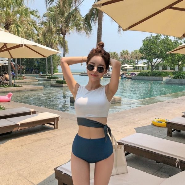 women's korean style 2019 bikini swimsuit new ins belly covering slimming high waist small chest gathered split bikini swimsuit, Black
women's korean style 2019 bikini swimsuit new ins belly covering slimming high waist small chest gathered split bikini swimsuit, Black