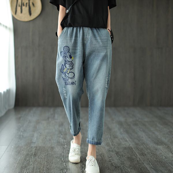 high waist jeans women stretchy waist all match washed hole womens cartoon embroidery harem denim pants cotton cropped pants, Blue
high waist jeans women stretchy waist all match washed hole womens cartoon embroidery harem denim pants cotton cropped pants, Blue