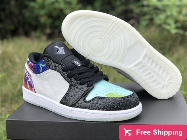 new authentic 1 low galaxy basketball shoes men women glow in the dark black multi color white snake cw7309 -090 sneakers with original bo
new authentic 1 low galaxy basketball shoes men women glow in the dark black multi color white snake cw7309 -090 sneakers with original bo
