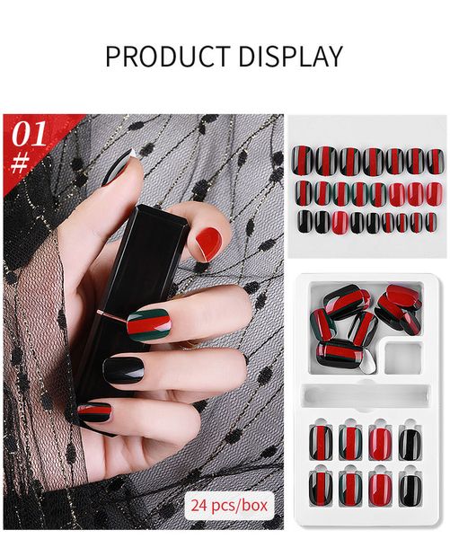 naf005 24pcs detachable false nail artificial tips set full cover for nails art fake extension tips with adhesive and retail box, Red;gold
naf005 24pcs detachable false nail artificial tips set full cover for nails art fake extension tips with adhesive and retail box, Red;gold