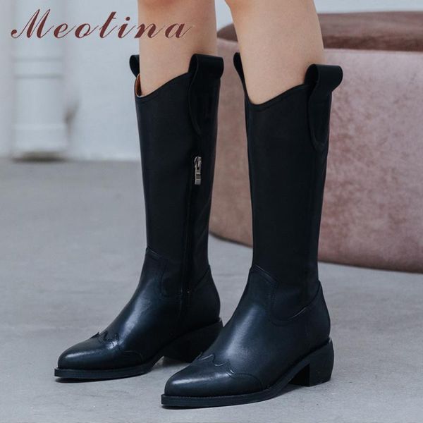 meotina western boots women shoes real leather mid heel mid calf boots pointed toe chunky heels zip ladies autumn winter, Black
meotina western boots women shoes real leather mid heel mid calf boots pointed toe chunky heels zip ladies autumn winter, Black