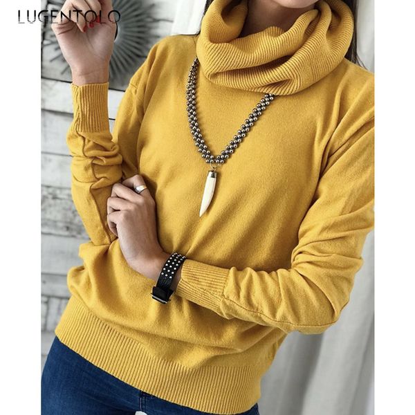 lugentolo autumn winter women's turtleneck sweater loose multi-color knitted solid color casual female simple fashion sweaters, White;black
lugentolo autumn winter women's turtleneck sweater loose multi-color knitted solid color casual female simple fashion sweaters, White;black