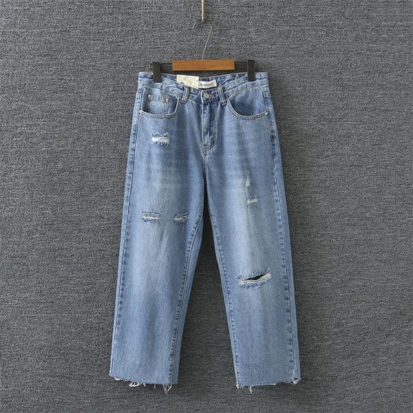 2019 spring new korean style fat mm fashion non-elastic loose straight pants large size hole slimming for women 5522 jeans and jeans, Blue
2019 spring new korean style fat mm fashion non-elastic loose straight pants large size hole slimming for women 5522 jeans and jeans, Blue
