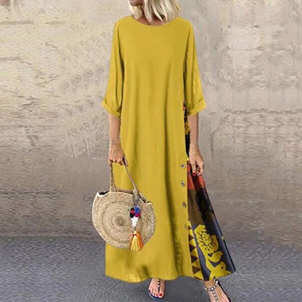 women vintage floral printed 3/4 sleeve dresses spring o neck pacthwork sundress casual retro party vestido robe, White
women vintage floral printed 3/4 sleeve dresses spring o neck pacthwork sundress casual retro party vestido robe, White