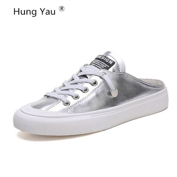 women loafer muller canvas silver bright leather shoes simple slipony summer casual shallow breathable white shoes size 35-40, Black
women loafer muller canvas silver bright leather shoes simple slipony summer casual shallow breathable white shoes size 35-40, Black
