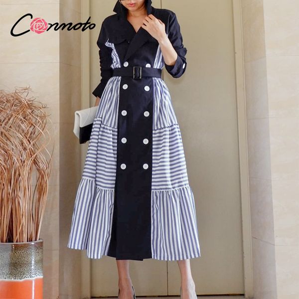 women's trench coats conmoto casual lapel women coat hit color stripes belt female trenches long sleeve double breasted ladies overcoat, Tan;black
women's trench coats conmoto casual lapel women coat hit color stripes belt female trenches long sleeve double breasted ladies overcoat, Tan;black