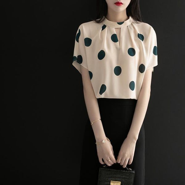women spring summer style chiffon blouses shirts lady casual short flare sleeve stand collar blusas df3752, White
women spring summer style chiffon blouses shirts lady casual short flare sleeve stand collar blusas df3752, White