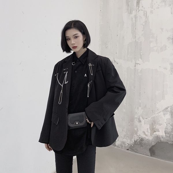 women's suit korean style loose autumn jacket jacket 2020 new dark black casual suit ins, White;black
women's suit korean style loose autumn jacket jacket 2020 new dark black casual suit ins, White;black