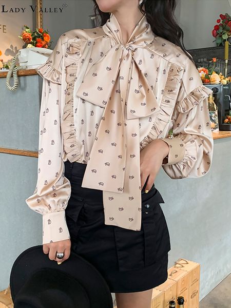 vintage satin wooden ear straps bow tie print pattern shirt ladies autumn and winter fashion loose temperament smooth, White
vintage satin wooden ear straps bow tie print pattern shirt ladies autumn and winter fashion loose temperament smooth, White