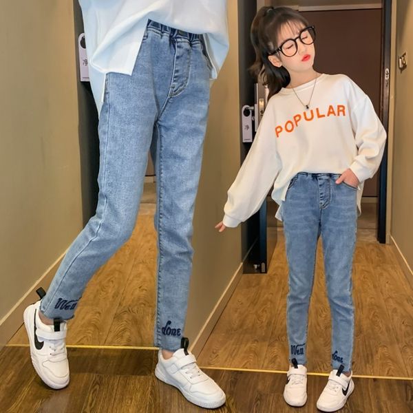 2020 autumn new 6 girls' jeans and jeans autumn thin slim fit all-match pants medium and large children's small feet pants, Blue
2020 autumn new 6 girls' jeans and jeans autumn thin slim fit all-match pants medium and large children's small feet pants, Blue
