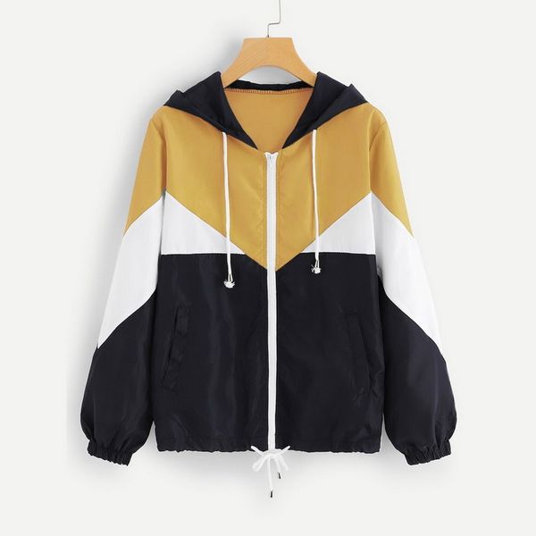 women's basic hooded jacket patchwork long sleeve clothing multicolor autumn coat female casual windbreaker running coat, Black;red
women's basic hooded jacket patchwork long sleeve clothing multicolor autumn coat female casual windbreaker running coat, Black;red