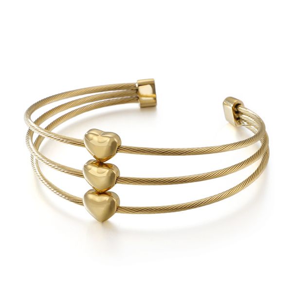 fashion women rose gold stainless steel cable wire mesh three layer hearts clasp open cuff mesh bracelets bangle jewelry, Black
fashion women rose gold stainless steel cable wire mesh three layer hearts clasp open cuff mesh bracelets bangle jewelry, Black