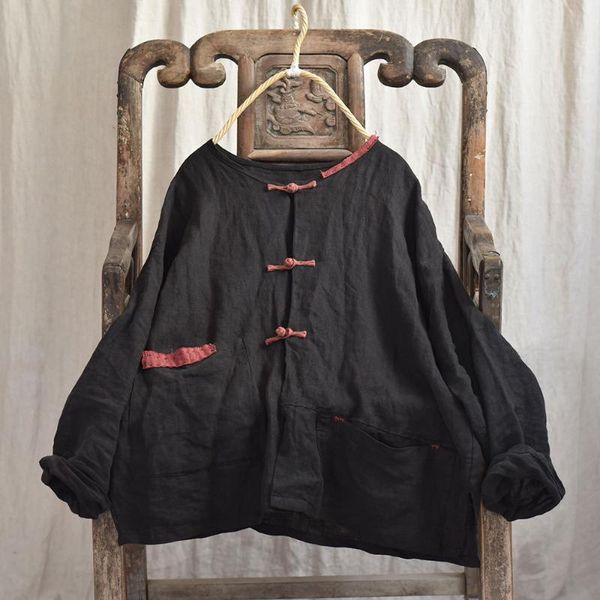 women's jackets women linen chinese style jacket ladies vintage loose handmade button coat outerwear female retro 2021 autumn spring fl, Black;brown
women's jackets women linen chinese style jacket ladies vintage loose handmade button coat outerwear female retro 2021 autumn spring fl, Black;brown
