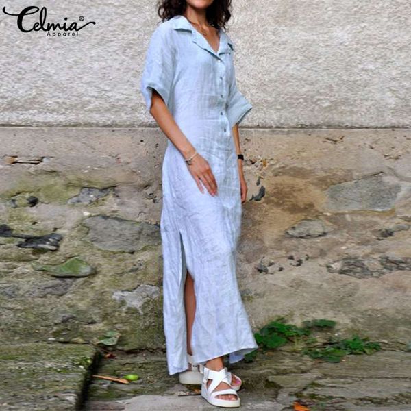 s-5xl celmia women casual long shirt dress summer vintage high split maxi sundress with belted elegant party vestidos plus size, Black;gray
s-5xl celmia women casual long shirt dress summer vintage high split maxi sundress with belted elegant party vestidos plus size, Black;gray
