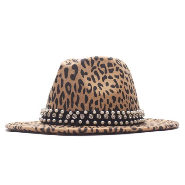 fashion new leopard print fedora wool hat ladies wide brim with pearl ribbon jazz hat men panama retro trilby, Blue;gray
fashion new leopard print fedora wool hat ladies wide brim with pearl ribbon jazz hat men panama retro trilby, Blue;gray