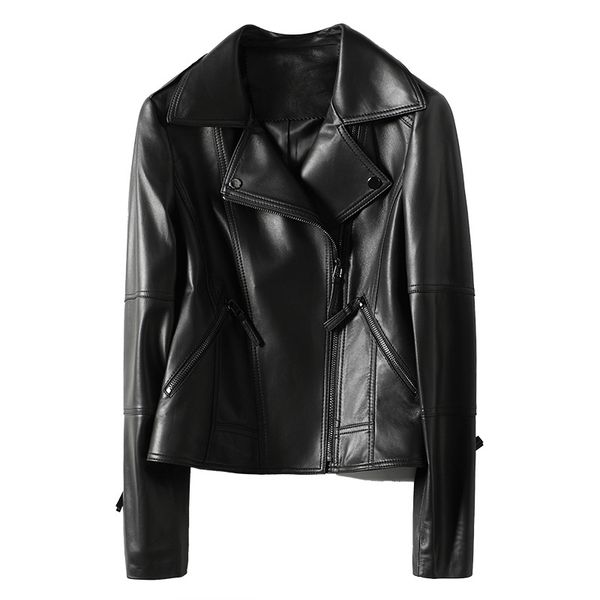 women genuine leather turn down motorcycle jacket zipper sheepskin short coats autumn 2020 new punk clothes size m l xxl, Black
women genuine leather turn down motorcycle jacket zipper sheepskin short coats autumn 2020 new punk clothes size m l xxl, Black