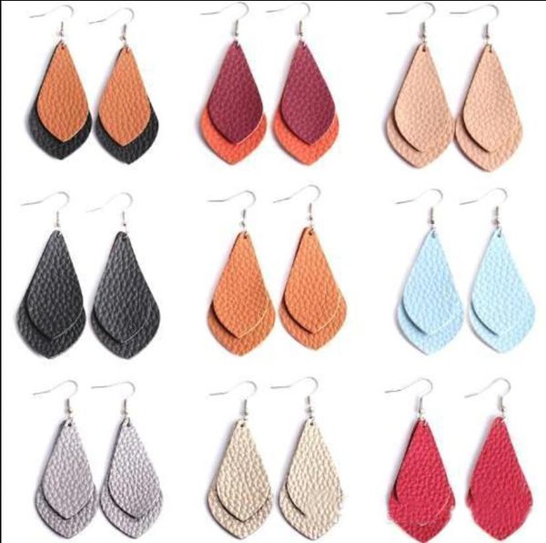 trendy pu leather teardrop earrings girls & ladies fish hook double layer leather drop earrings, Silver
trendy pu leather teardrop earrings girls & ladies fish hook double layer leather drop earrings, Silver