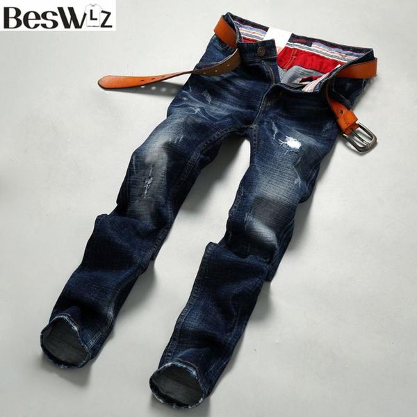 beswlz brand men hole denim jeans straight slim male cowboy jeans pants fashion classical casual style men blue 9518
beswlz brand men hole denim jeans straight slim male cowboy jeans pants fashion classical casual style men blue 9518
