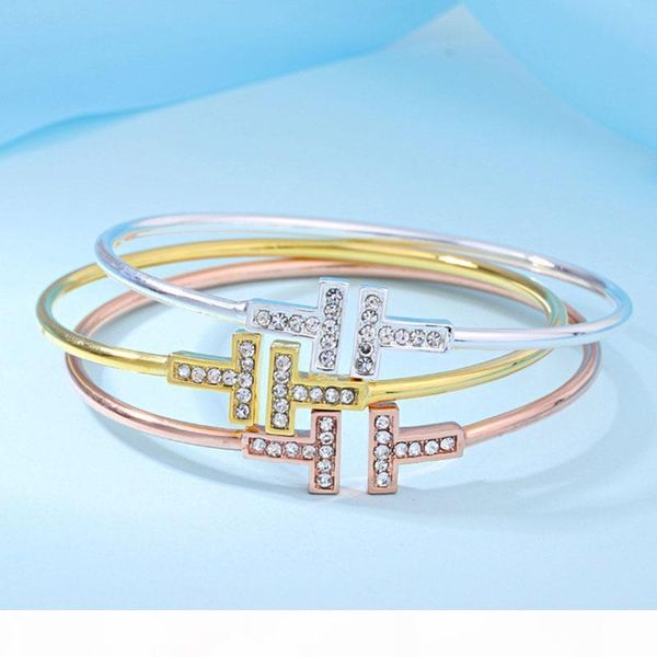 fashion double t with diamond bracelet for ladies character simple hand ring adjsutble luxury jewelry bangle, White
fashion double t with diamond bracelet for ladies character simple hand ring adjsutble luxury jewelry bangle, White
