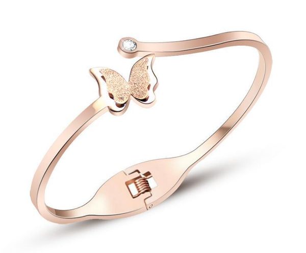 fashion butterfly sand surface titanium steel bracelet does not fade 18k rose gold, Black
fashion butterfly sand surface titanium steel bracelet does not fade 18k rose gold, Black