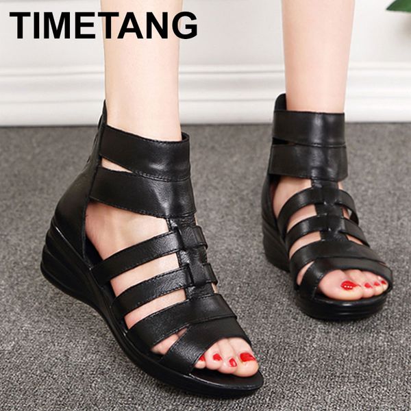 sandals timetang summer female genuine leather soft outsole comfortable women shoes open toe wedgessandalse340, Black
sandals timetang summer female genuine leather soft outsole comfortable women shoes open toe wedgessandalse340, Black