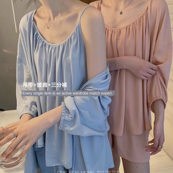 direct sling pajamas shorts pajamas d.studio du xiaozhai. cool three-piece sleeping suit shorts sling light and soft, Blue;red
direct sling pajamas shorts pajamas d.studio du xiaozhai. cool three-piece sleeping suit shorts sling light and soft, Blue;red