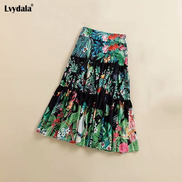 lvydala summer runway high street skirt women's green parrot flower print knee length skirt ladies sicily vocation, Black
lvydala summer runway high street skirt women's green parrot flower print knee length skirt ladies sicily vocation, Black