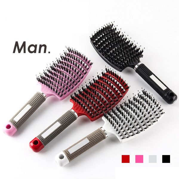 new bristle hair brush nylon detangle hairbrush women hair scalp massager comb for salon hairdressing comb styling tools, Silver
new bristle hair brush nylon detangle hairbrush women hair scalp massager comb for salon hairdressing comb styling tools, Silver