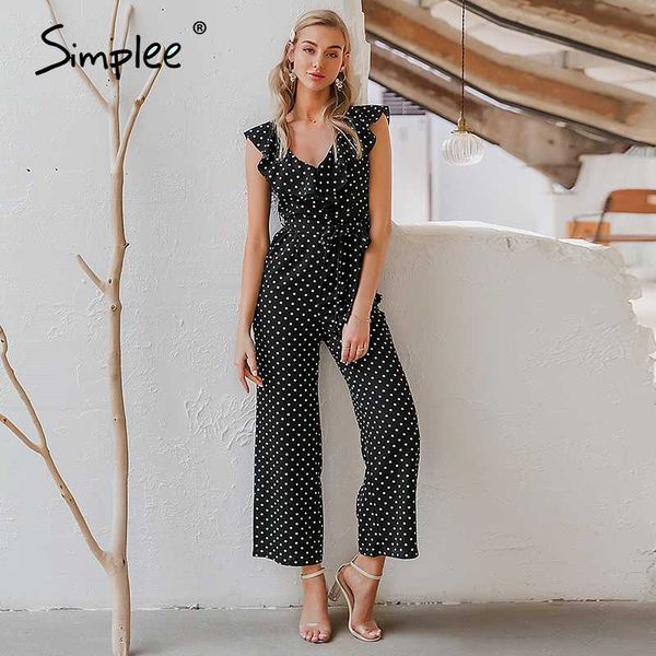 simplee v neck dot print women jumpsuit elegant ruffle sleeveless chiffon female long romper streetwear sash lady overalls, Black;white
simplee v neck dot print women jumpsuit elegant ruffle sleeveless chiffon female long romper streetwear sash lady overalls, Black;white
