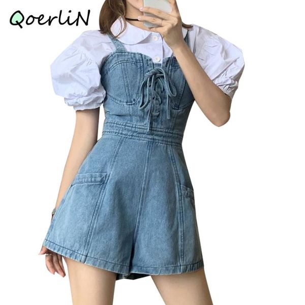 women's jumpsuits & rompers bubble sleeve white blouse elegant shirt heavy spaghetti strap lace-up jeans sleeveless back zipper romper, Black;white
women's jumpsuits & rompers bubble sleeve white blouse elegant shirt heavy spaghetti strap lace-up jeans sleeveless back zipper romper, Black;white