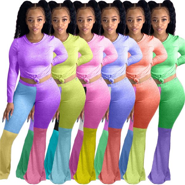 skinny women tracksuit candy color two piece outfits long sleeve tshirt patchwork flared trousers bell bottom leggings pants sets sale d8411, White
skinny women tracksuit candy color two piece outfits long sleeve tshirt patchwork flared trousers bell bottom leggings pants sets sale d8411, White