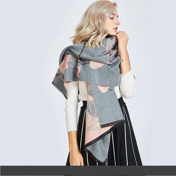 2019 autumn and winter new women's wrap thick warm double double shawl fashion tulip flower designer scarf, Blue;gray
2019 autumn and winter new women's wrap thick warm double double shawl fashion tulip flower designer scarf, Blue;gray