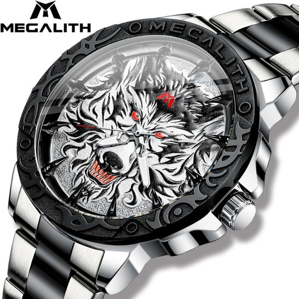 megalith mens wolf head embossed watches with stainless steel men sports quartz watches 2020 new fashion clock, Slivery;brown
megalith mens wolf head embossed watches with stainless steel men sports quartz watches 2020 new fashion clock, Slivery;brown