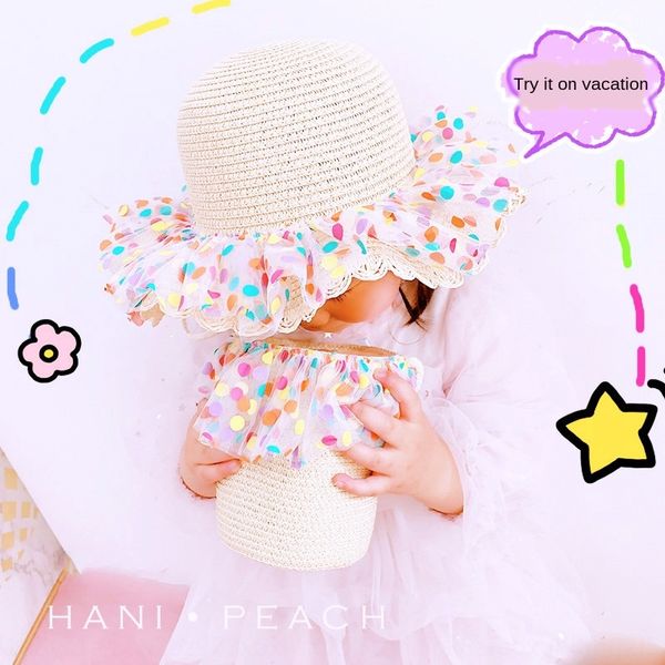 yuuww hd42614a05 japanese and korean ins girls' colorful polka dot large mesh lace children's straw bag sunscreen hat sunscreen ha, Yellow
yuuww hd42614a05 japanese and korean ins girls' colorful polka dot large mesh lace children's straw bag sunscreen hat sunscreen ha, Yellow