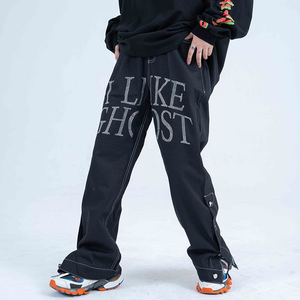 high street side buckle jeans men and women loose casual denim trouser oversize hip hop jean pants, Black
high street side buckle jeans men and women loose casual denim trouser oversize hip hop jean pants, Black