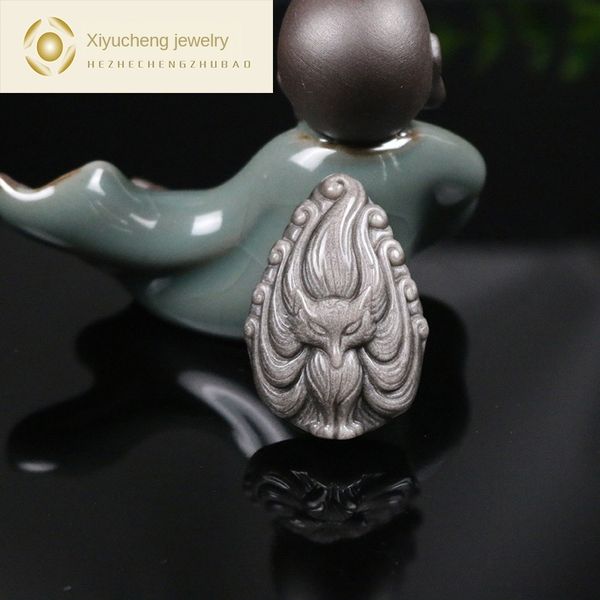 natural silver stone pendant nine-tailed fox silver stone fashion pendant accessories
natural silver stone pendant nine-tailed fox silver stone fashion pendant accessories