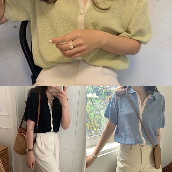 2020 summer new chic korean style small knitwear lapel single-breasted mint green short sleeve bottoming age-reducing knitwear, White;black
2020 summer new chic korean style small knitwear lapel single-breasted mint green short sleeve bottoming age-reducing knitwear, White;black