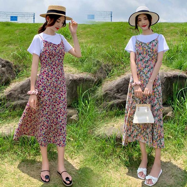 6672# t shirt + floral dress maternity clothes loose stylish short sleeves two-piece dress for pregnant women mom, White
6672# t shirt + floral dress maternity clothes loose stylish short sleeves two-piece dress for pregnant women mom, White