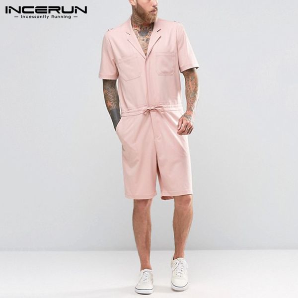 men's shorts incerun men vintage drawstring cargo rompers summer short sleeve lapel casual joggers man solid color jumpsuits plus size, White;black
men's shorts incerun men vintage drawstring cargo rompers summer short sleeve lapel casual joggers man solid color jumpsuits plus size, White;black
