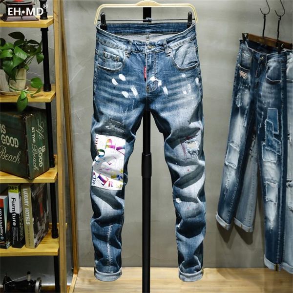 eh · md® varnished jeans men's hole patch embroidery soft soft cotton elastic red leather label light blue slim pants red ears
eh · md® varnished jeans men's hole patch embroidery soft soft cotton elastic red leather label light blue slim pants red ears