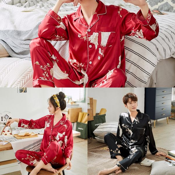 gxksv han yatong ice couple spring and summer long sleeve printed silk home clothes simulation pajamas pajamas wedding autumn imitation silk, Black;brown
gxksv han yatong ice couple spring and summer long sleeve printed silk home clothes simulation pajamas pajamas wedding autumn imitation silk, Black;brown