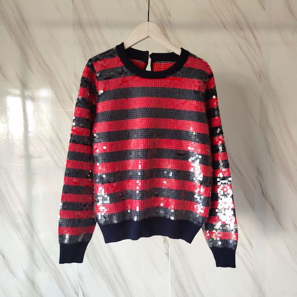 728 2020 brand same style regular crew neck long sleeve kint sweater sequins flora print sweater qian, White
728 2020 brand same style regular crew neck long sleeve kint sweater sequins flora print sweater qian, White